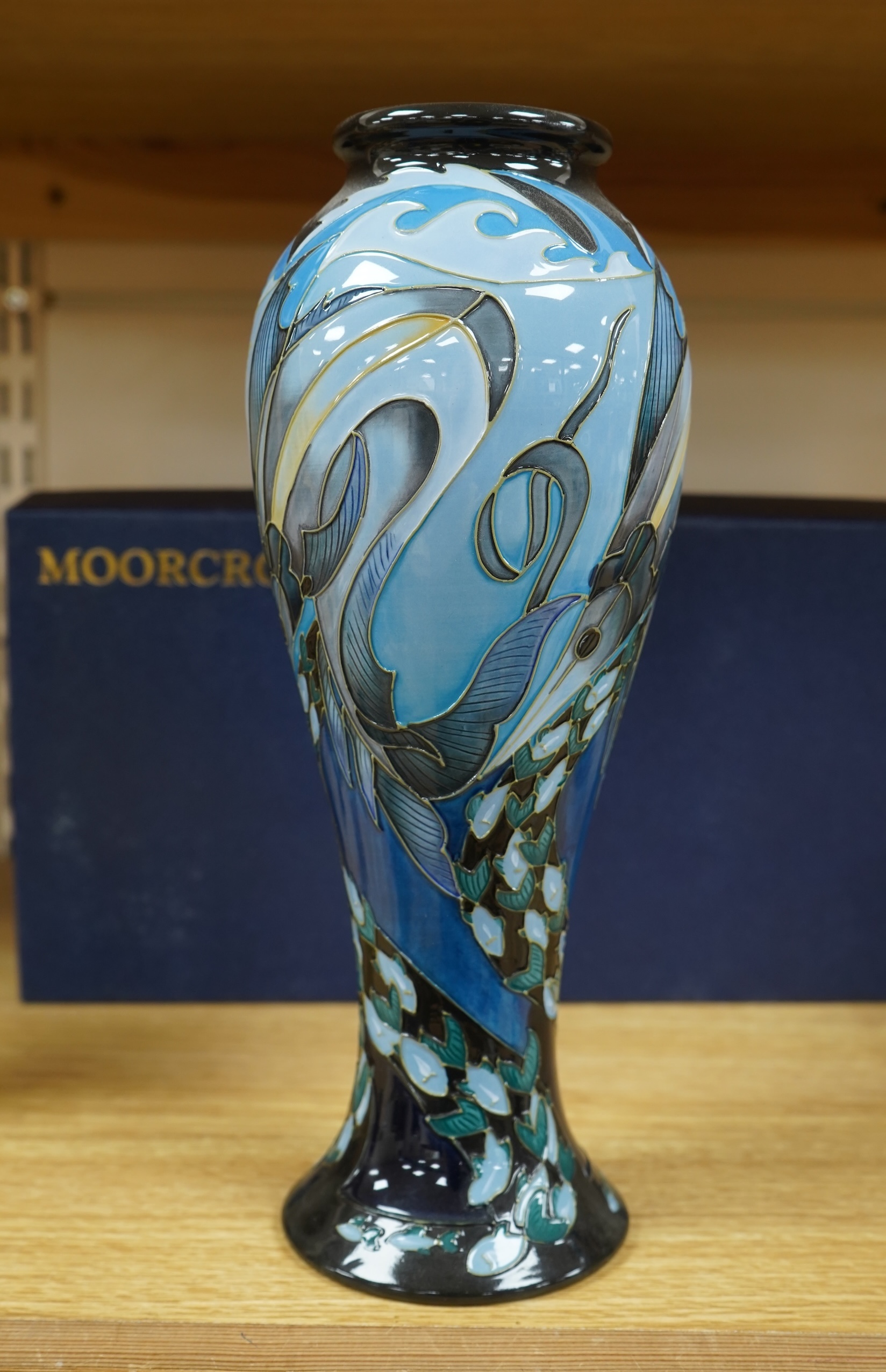 A Moorcroft ‘Blue Rhapsody’ vase, 17.5cm, boxed
